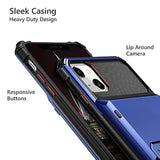 Case For Iphone 13 Case Wallet 4-Card Holder Id Slot Flip Door Hidden Pocket Anti-Scratch Dual Layer Hybrid Tpu Bumper Armor Protective Hard Shell Back Cover For Iphone 13 6.1 Navy