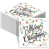 100 Pcs Christmas Light Beverage Cocktail Napkins Disposable Merry Christmas Napkins Paper Dinner Guest Napkins For Xmas Winter Birthday Party Supplies Holiday Table Decorations