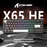 Attack Shark X65 He Wired Magnetic Switch Keyboard And R1 Mouse Combo, Rapid Trigger Gaming Keyboard, 8Khz Polling Rate,Adjustable Actuation,Superlight Bt/2.4G/Wired Mouse,18K Dpi For Win/Mac,Grey