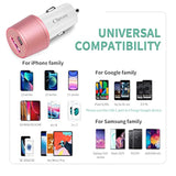 Dual Usb Car Charger Adapter, 20W Fast Charge For Iphone 16/15 Pro Max/Plus/14/13/12/11//Xs/Xr/8/Se 2020/Ipad 8Th/Pro/Air 4/Mini, Google Pixel 9, Samsung Cigarette Usb Charger - Pink