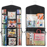 Christmas Wrapping Paper Organizer Storage, Hanging Gift Bag Storage Organizer, Double-Sided Wrapping Paper Holder Storage - Black