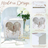 White Wedding Card Box For Party, Pvc Gift Card Box For Wedding Decorations With Heart Acrylic Window, Envelope Money Boxes For Reception Bridal Baby Shower Graduation Birthday Decor