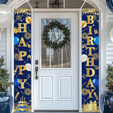 Happy Birthday Door Banner Navy Blue And Gold Birthday Decorations For Men Women Blue Gold Banner Party Decorations Outdoor Indoor