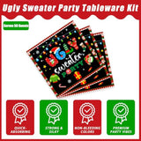 200pcs Christmas Ugly Sweater Party Plates Red Green Disposable Tableware Set