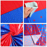 3 Pcs Blue And Red Tablecloth For Parties Plastic Dot Tablecloths Printed Table Runner Waterproof Disposable Rectangle Table Cover For Birthday Wedding Graduation Party, 54" X 108"
