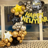 29pc Black & Gold Happy Birthday Balloon Set 16-Inch Letter Banner & Star Foils