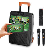 SoundRover View Portable Bluetooth Speaker with 14 1080P Display, 150W Peak Power, 18-Hour Battery LiFePO, IPX4 Water Resistance & Built-in Trolley