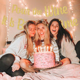 Pour The Wine It Is Birthday Time Banner - Gold Glitter Party Decorations, Funny Sign, Happy Bunting Backdrops For Adult 21St 25Th 30Th Celebration Decor Supplies