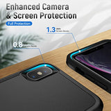Heavy-Duty Tough Rugged Shockproof Protective Case for iPhone X/Xs with HD Screen Protector, Black