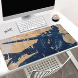 Non-Slip And Waterproof Gaming Mouse Pad, Extended Xxl Desk Mat, Medieval Knight Design, Navy Blue And Beige, 31.5 X 15.7 Inches, Lightweight