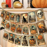 Vintage Halloween Banner Pumpkin Retro Hanging Garland Bunting Flag for Indoor Party Decor