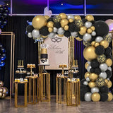 Black And Gold Balloons Arch Kit 125Pcs Metallic Gold Sliver Black Bal