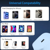 Phone 17 16 15 Charger Fast Charging, 30W Usb C Charger Block With 6.6Ft Long C Chargers Cord Cable For Phone 17 16 15 Pro Max/16 15 Pro/16 15 Plus/16/15, Ipad-Blue