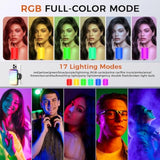 Phone Light, Selfie Light For Iphone, High Power Rechargeable Rgb Light For Video Recording, Upgraded Adjustable Multi Mode Retractable Clip Portable Light, Tiktok, Makeup, Content Creator Light