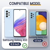 Compatible With Samsung Galaxy A53 5G Case With Camera Cover & Kickstand Ring With Tempered Glass Screen Protector, Military Grade Shockproof Protective Bumper Cover Black