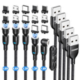 Magnetic Charging Cable 5-Pack (1.6/3.3/3.3/6.6/6.6Ft), 540° Rotating Magnetic