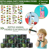 212 Pcs Reptiles Party Favors Set Include Cup Straw Stamp Clap Bracelet Keychain Ring Puzzle Sticker Animal Miniature Card For Birthday Summer Outdoor Party Baby Shower Goody Bag Stuffer