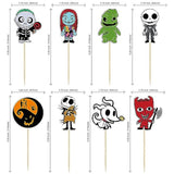 40Pcs Skellington Halloween Cupcake Toppers Glitter Skull Ghost Cupcake Picks For Nightmare Theme Wedding Anniversary Birthday Party Cake Decorations Supplies