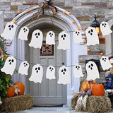 2 Pack White Glitter Halloween Ghost Garland Banner Indoor Haunted Mansion Decor