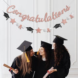 Congratulations Rose Gold Graduation Banner Class of 2025 Pre-Strung Decor