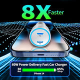 Apple MFi 60W Dual USB-C Car Charger with 2 Type-C to Lightning Cables for iPhone