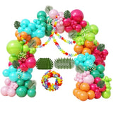 161pcs Tropical Balloon Arch Kit — Hawaiian Luau Flowers & Confetti Decor