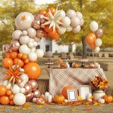 Fall Thanksgiving Balloon Arch Kit Orange Beige White Gold for Baby Shower Party Decor