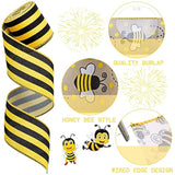 6 Rolls 40 Yards Bee Ribbon Wired Edge Ribbon Honeybee Ribbon For Craf