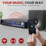 Multi Channel Bluetooth Preamplifier Receiver - 3000 Watt Audio Home Speaker Sound Stereo w/Radio, USB, Headphone, AUX, RCA, Dual Microphone w/Echo,