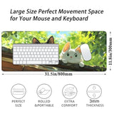 Black And White Cat Desk Pad Mouse Pad,Extend Xl Mouse Mat With Stitched Edges,Non-Slip Rubber Base Large Mousepad For Office Pc Keyboard Laptop And Home Work Desk Mat(31.5X11.8 In)