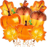 12Pcs Fall Maple Foil Balloons Orange Pumpkin Mylar Autumn Party Decor