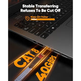 Cat 8 Ethernet Cable 50 Ft, Flat High Speed 50 Ft Ethernet Cable, 40Gbps, 2000