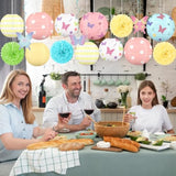 16Pcs Butterfly Paper Lantern Decorations – Pastel Floral Spring Hanging Decor For Birthday Party, Centerpieces