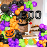 149Pc Halloween Balloon Arch Kit – Orange Black Purple Green with Pumpkin & Ghost
