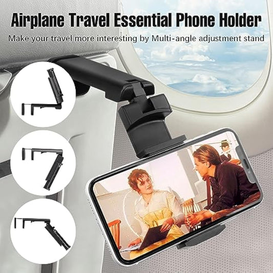 (2 Pack) Airplane Phone Holder Mount: Universal In Flight Travel Essentials Phone Mount With 360° Degree Rotation, Handsfree Airplane Phone Holder, Travel Must Haves Phone Clip Stand For Flying