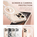 For 16 Pro Max Case, Compatible With Magsafe, With 2X Screen Protectors + 2X Camera Lens Protectors, Clear Glitter Sparkly Shockproof Hard Phone Case For Women 6.9", Magnetic Shiny Clear