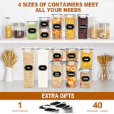 24 Pcs Airtight Food Storage Containers With Lids, Kitchen Pantry Organization And Storage Containers, Plastic Canisters For Flour, Sugar, Cereal And Dry Food, Bpa Free, 40 Labels & Marker