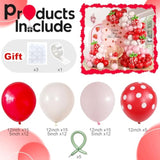 Strawberry Balloon Arch Garland Kit, Red And Hot Pink Balloons With Strawberry Printed And Green Long Latex Balloons For Girls Sweet One Berry First Birthday Baby Shower Princess Decoration Supplies