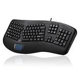 Akb-450Ub - Ergonomic Keyboard With Built-In Touchpad & Palm Rest For Comfort, Wired Usb, Multimedia Hotkeys, Split Keys Design - Compatible For Pc