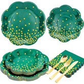 Green And Gold Party Decorations,Green Plates And Napkins Party Supplies For 25 Guests,Graduation Plates For Birthday Wedding Graduation Decorations