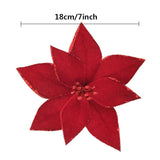 10Pieces Christmas Flower For Tree 7'' Christmas Poinsettia Flowers Artificial Christmas Party Flowers Ornament For Xmas Tree Wreath Garland Wedding Holiday Party Decoration (Red)