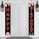 Red & Black Happy Birthday Door Banners – Party Decor for 16th to 60th Birthdays