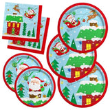 Christmas Party Supplies - Christmas Santa-Themed Disposable Paper Plates And Napkins - Perfect Merry Christmas Party Decorations?Serve 50