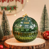 Christmas Ornament Ball Candle, Balsam & Cedar Scented Candle, Green Glass Ball Decor, Xmas Gift, Holiday Tabletop Centerpiece