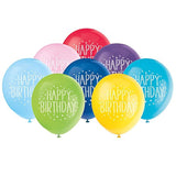 Unique Fun Happy Birthday Party Latex Balloons - 12" | Assorted Colors | 8 Pcs