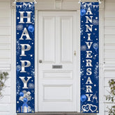 Happy Anniversary Door Banner Navy Blue And Silver Wedding Anniversary Party Decorations
