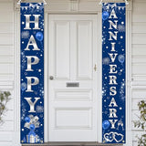 Happy Anniversary Door Banner Navy Blue And Silver Wedding Anniversary Party Decorations