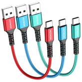 Short Usb C Cable 1Ft 3Pack, 12Inch Portable Usb-C Nylon Braided Qc3.0 Fast Charge Cord For Samsung Galaxy S10 S9 S8 Plus Note 9 8,Lg G6 V20 30 And Other Type C Devices