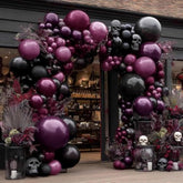 Dark Purple Black Balloon Garland Arch Kit Double Stuffed Gothic Vampire Halloween Party Decor