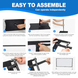Projector Screen with Stand - 120inch Outdoor Projector Screen Portable, 16:9 Indoor Movie Screen, 4K HD, 3D Compatible Includes Carry Bag